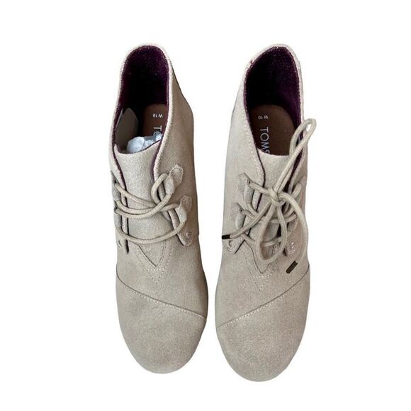 TOMS Kala Wedge Bootie‎ Desert Taupe Suede Tan Shoe 10 NWT Bohemian Earth Tones - Picture 4 of 12
